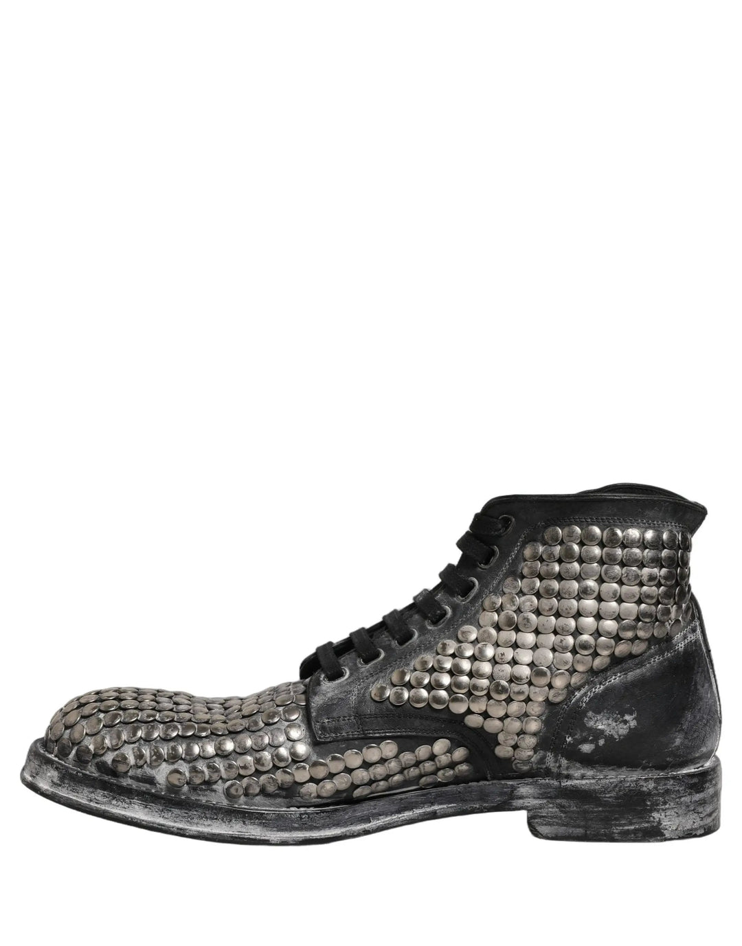 Dolce &amp; Gabbana Sample Sale | Dolce &amp; Gabbana Black Leather Runway Studs Ankle Boots Shoes - | Designer outlet