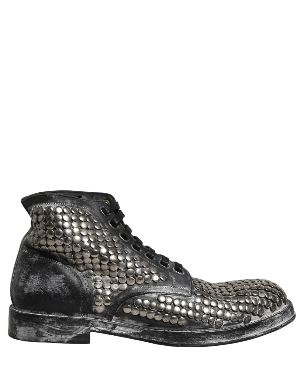 Dolce & Gabbana Sample Sale | Dolce & Gabbana Black Leather Runway Studs Ankle Boots Shoes - | Designer outlet