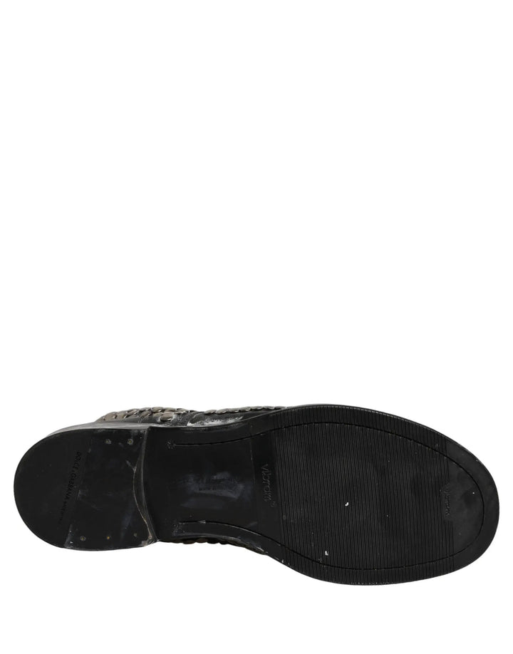 Dolce &amp; Gabbana Sample Sale | Dolce &amp; Gabbana Black Leather Runway Studs Ankle Boots Shoes - | Designer outlet
