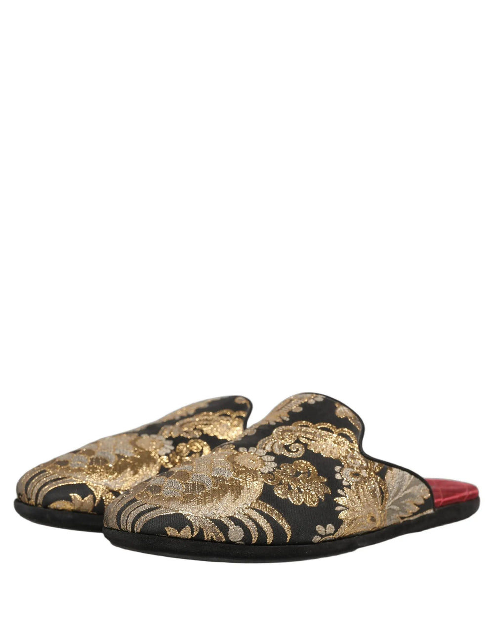 Dolce & Gabbana Sample Sale | Dolce & Gabbana Black Floral Jacquard Flats Sandals Men Shoes - | Designer outlet