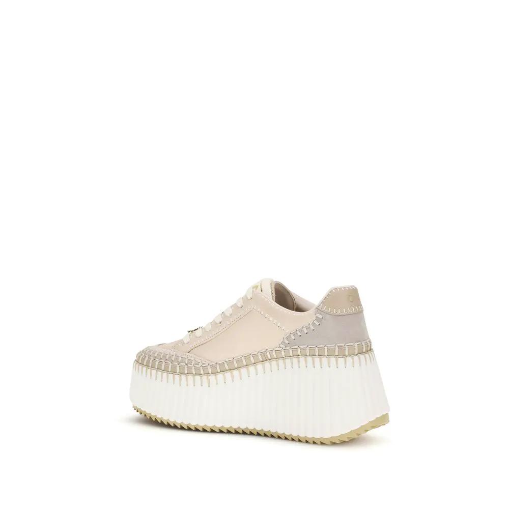 Chloé Sample Sale | Chloé Beige Calf Leather Bos Taurus Platform Sneakers - | Designer outlet