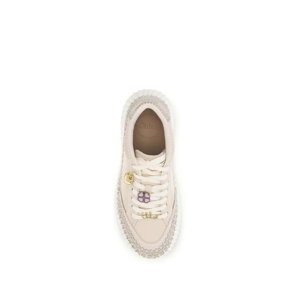 Chloé Sample Sale | Chloé Beige Calf Leather Bos Taurus Platform Sneakers - | Designer outlet