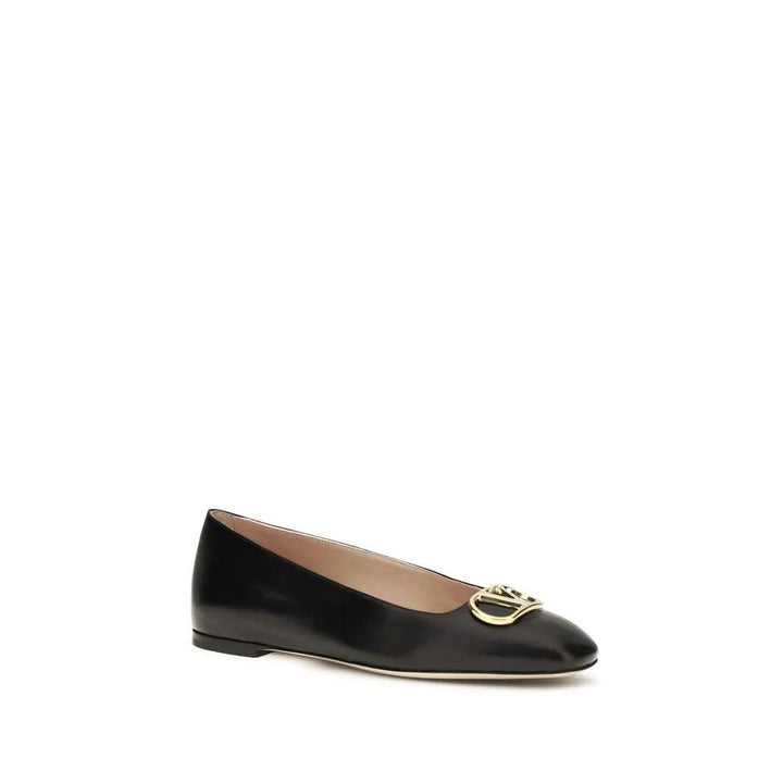 Valentino Garavani Sample Sale | Valentino Garavani Black Calf Leather Bos Taurus Ballet Flats - | Designer outlet