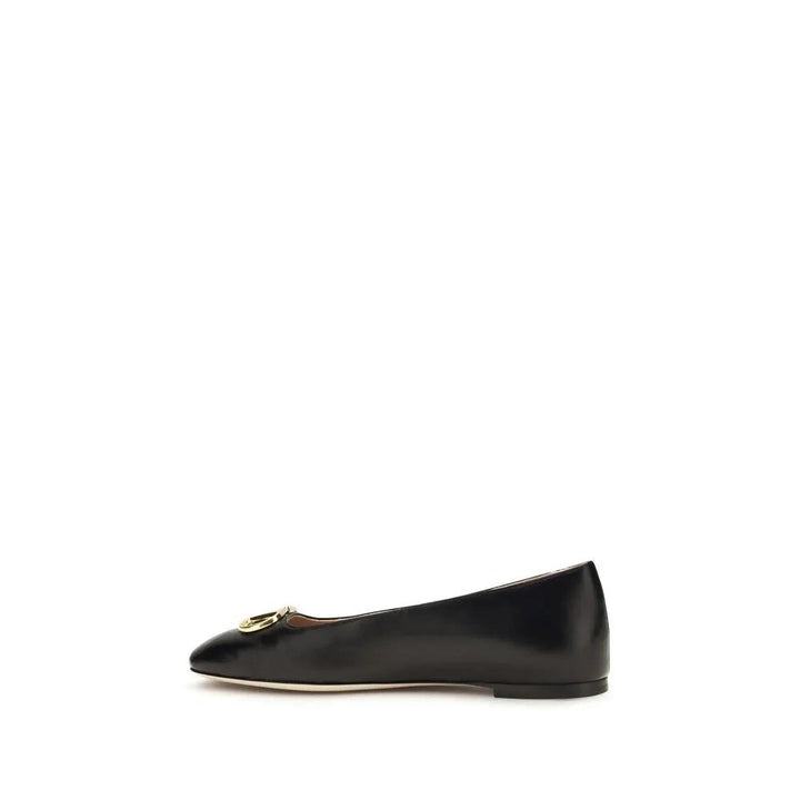 Valentino Garavani Sample Sale | Valentino Garavani Black Calf Leather Bos Taurus Ballet Flats - | Designer outlet