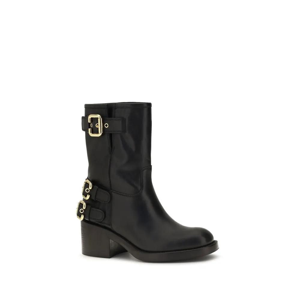 Chloé Sample Sale | Chloé Black Calf Leather Bos Taurus Ankle Boots - | Designer outlet