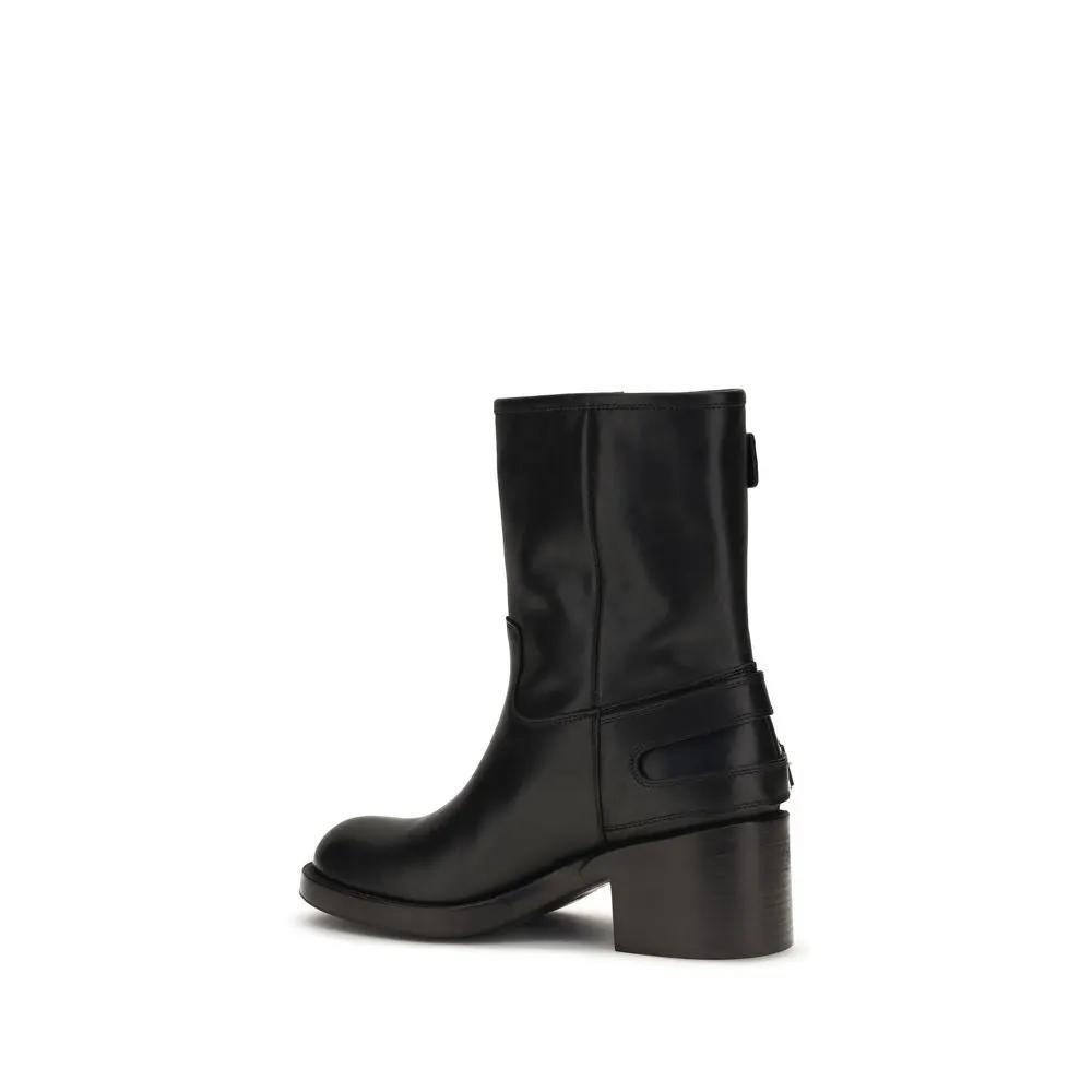 Chloé Sample Sale | Chloé Black Calf Leather Bos Taurus Ankle Boots - | Designer outlet