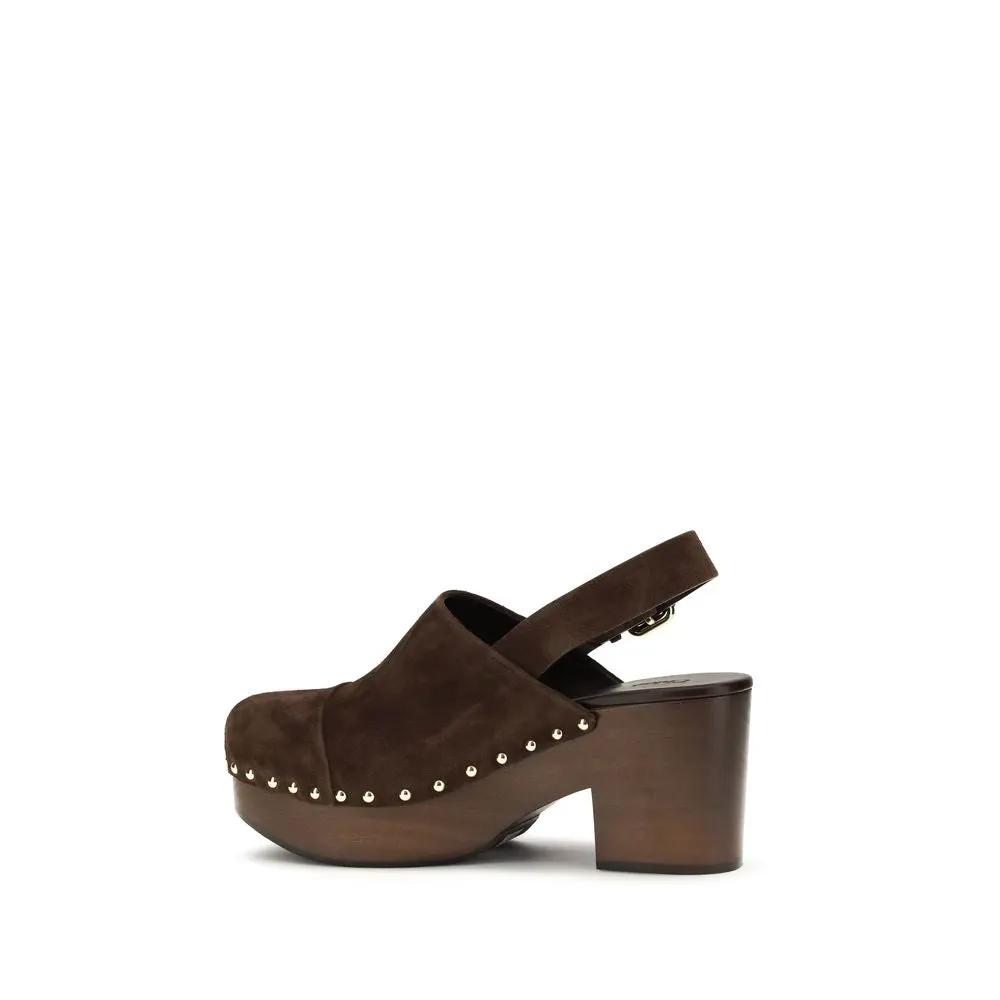 Chloé Sample Sale | Chloé Brown Calf Leather Bos Taurus Clogs - | Designer outlet