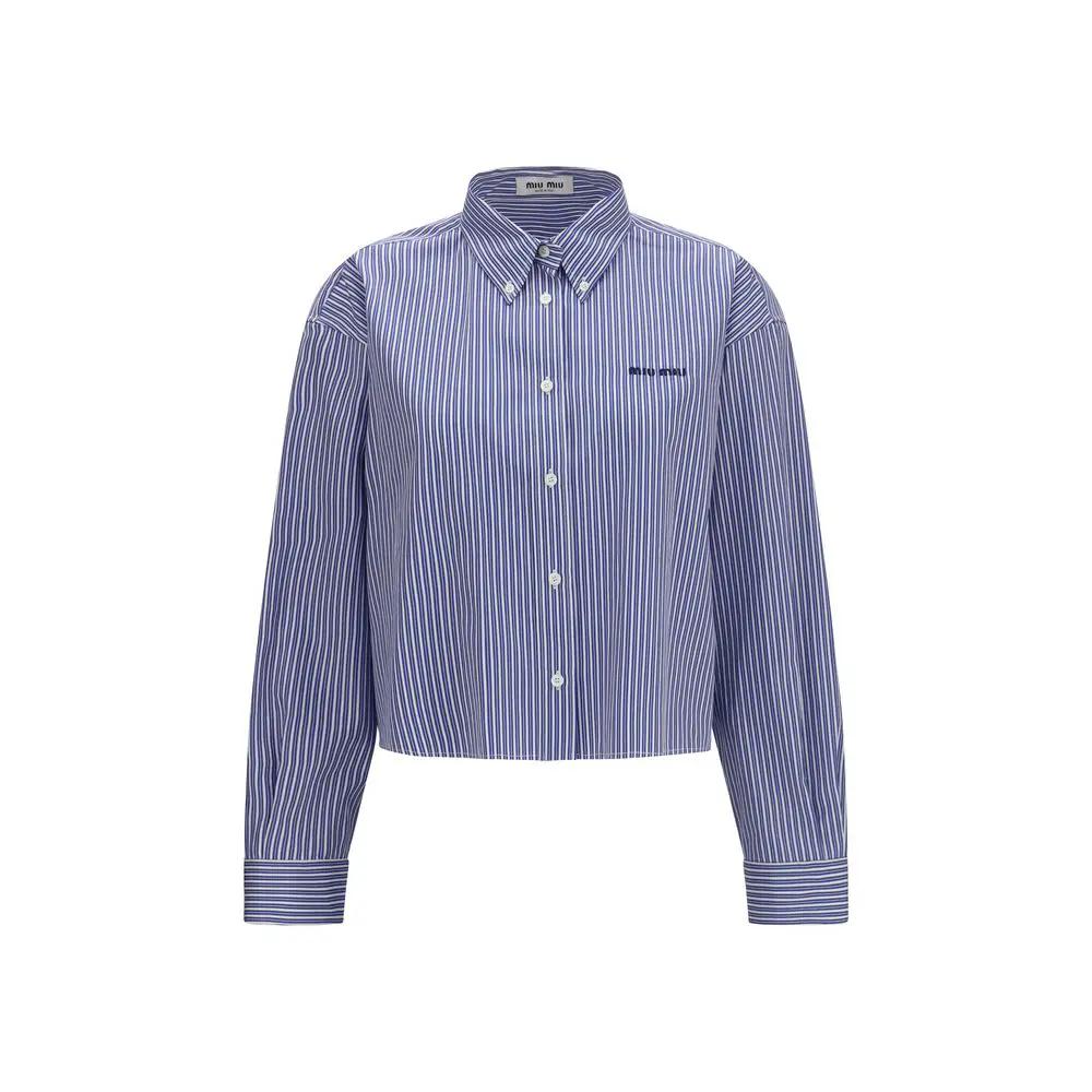 Miu Miu Sample Sale | Miu Miu Blue Cotton Dress Shirt - | Designer outlet