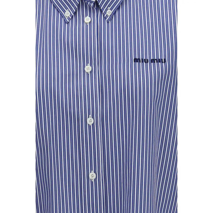 Miu Miu Sample Sale | Miu Miu Blue Cotton Dress Shirt - | Designer outlet