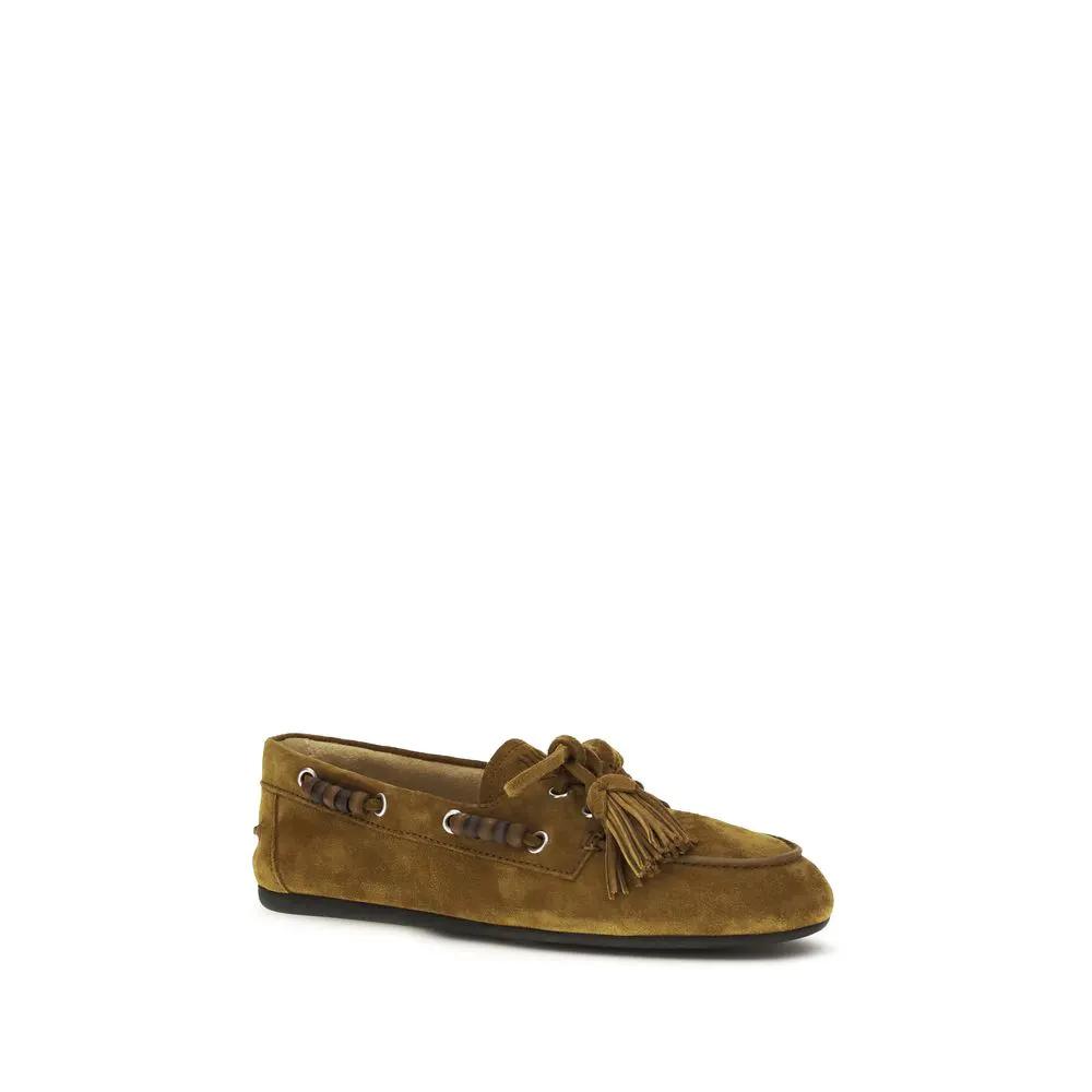 Miu Miu Sample Sale | Miu Miu Beige Calf Leather Bos Taurus Slip-On Loafers - | Designer outlet