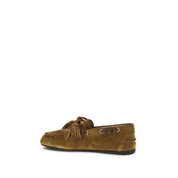Miu Miu Sample Sale | Miu Miu Beige Calf Leather Bos Taurus Slip-On Loafers - | Designer outlet