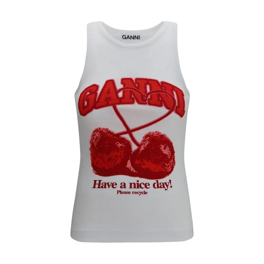 Ganni Sample Sale | Ganni White Cotton Tank Tops - | Designer outlet