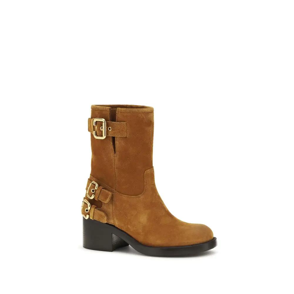 Chloé Sample Sale | Chloé Brown Calf Leather Bos Taurus Ankle Boots - | Designer outlet