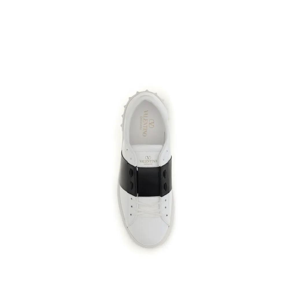 Valentino Garavani Black And White Calf Leather Bos Taurus Low Top Sneakers