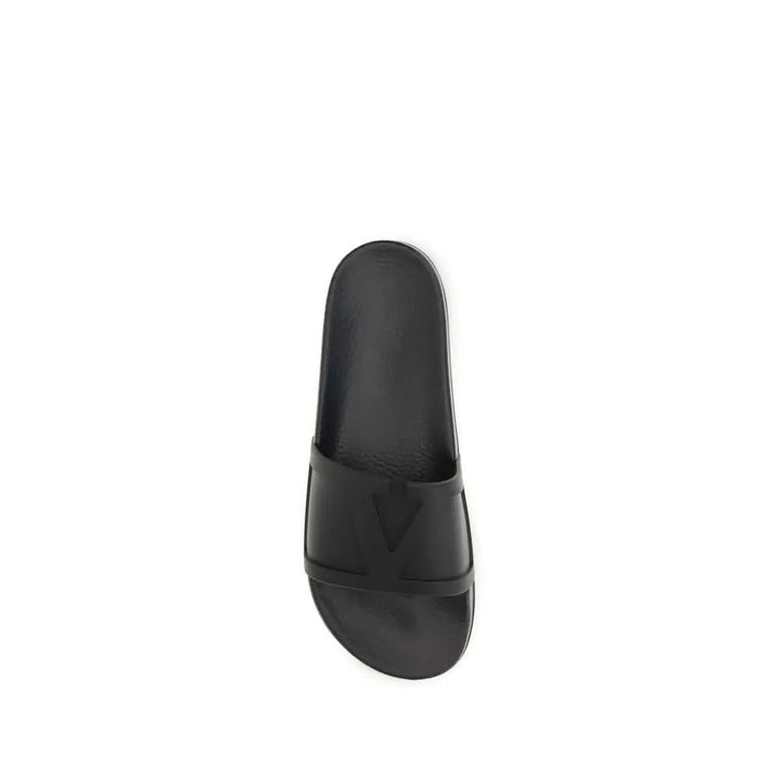 Valentino Garavani Black Rubber Flat Sandals