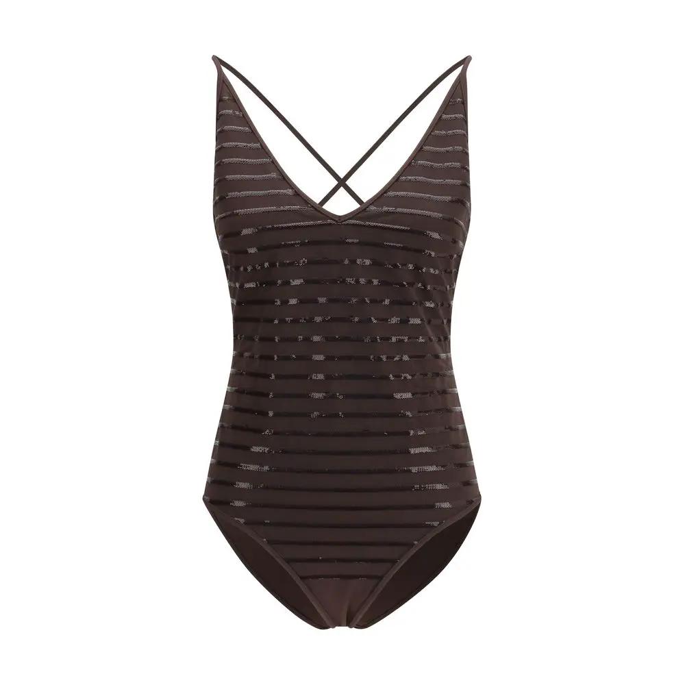 Brunello Cucinelli Sample Sale | Brunello Cucinelli Brown Nylon One-Piece Swimsuit - | Designer outlet