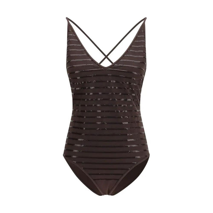 Brunello Cucinelli Sample Sale | Brunello Cucinelli Brown Nylon One-Piece Swimsuit - | Designer outlet
