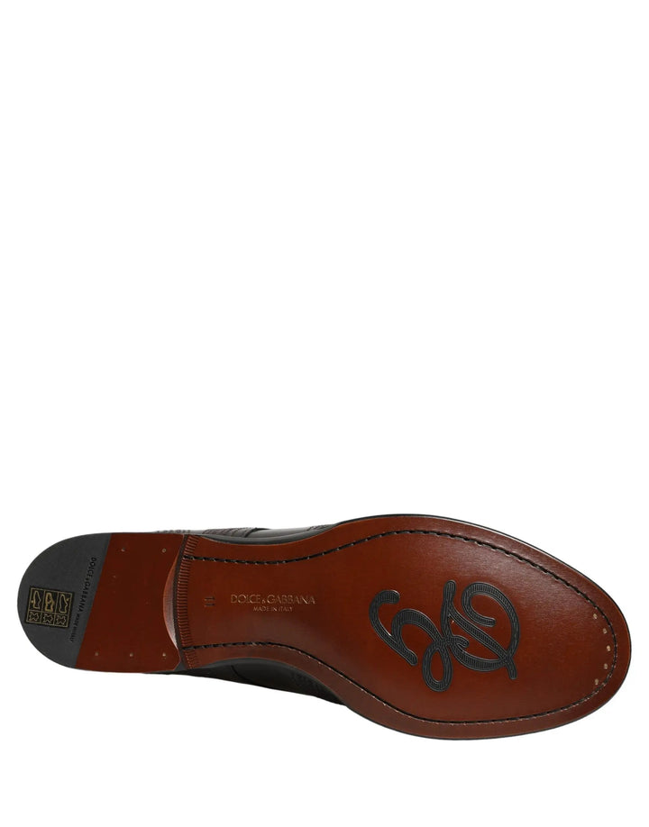 Dolce &amp; Gabbana Sample Sale | Dolce &amp; Gabbana Black Embroidered Leather Derby Dress Shoes - | Designer outlet