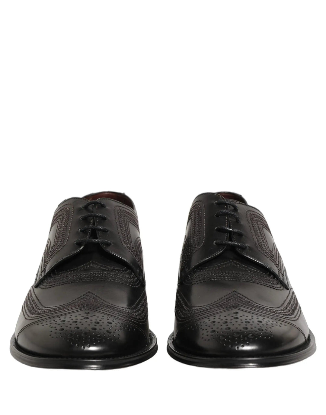 Dolce &amp; Gabbana Sample Sale | Dolce &amp; Gabbana Black Embroidered Leather Derby Dress Shoes - | Designer outlet