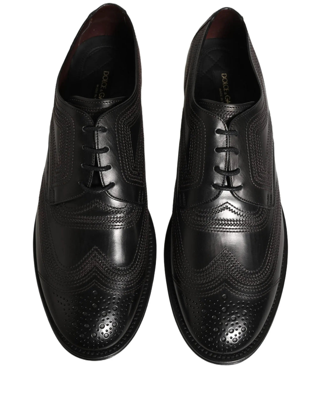 Dolce &amp; Gabbana Sample Sale | Dolce &amp; Gabbana Black Embroidered Leather Derby Dress Shoes - | Designer outlet