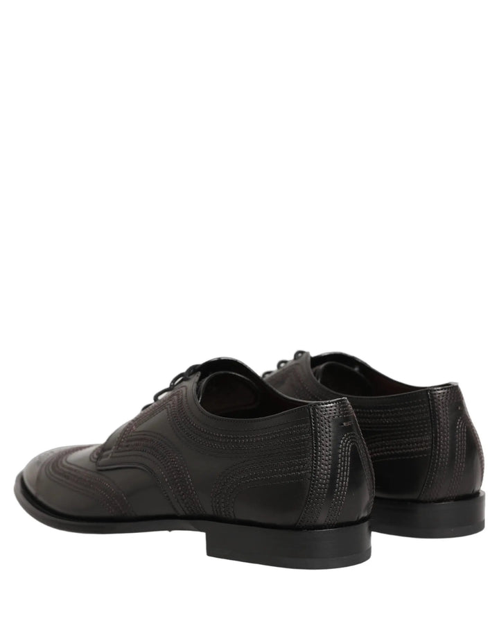 Dolce &amp; Gabbana Sample Sale | Dolce &amp; Gabbana Black Embroidered Leather Derby Dress Shoes - | Designer outlet