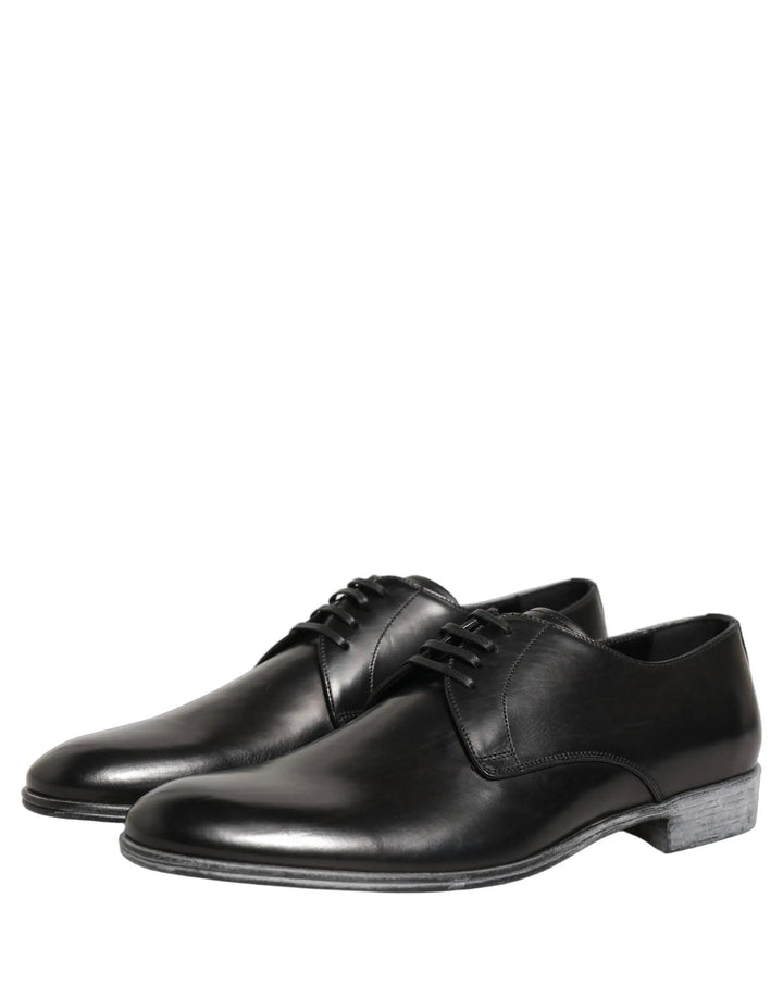 Dolce &amp; Gabbana Sample Sale | Dolce &amp; Gabbana Dress Black Leather Lace Up Derby Men Shoes - | Designer outlet
