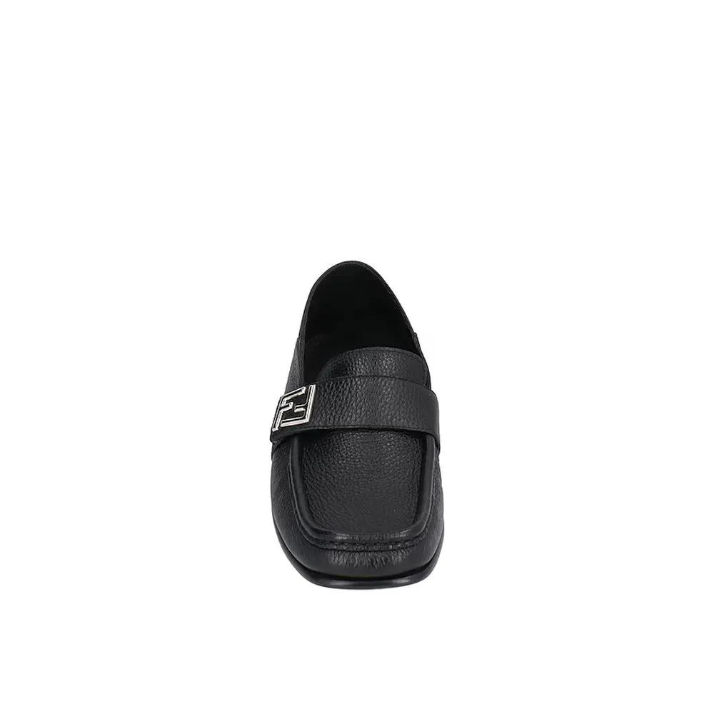 Fendi Sample Sale | Fendi Black Calfskin Slip-On Loafers - | Designer outlet