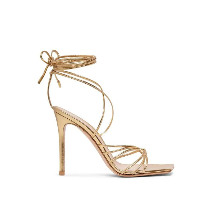 Gianvito Rossi Sample Sale | Gianvito Rossi Gold Calfskin Stiletto Heel Sandals - | Designer outlet