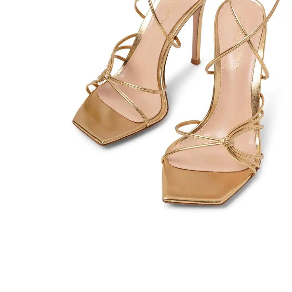 Gianvito Rossi Sample Sale | Gianvito Rossi Gold Calfskin Stiletto Heel Sandals - | Designer outlet