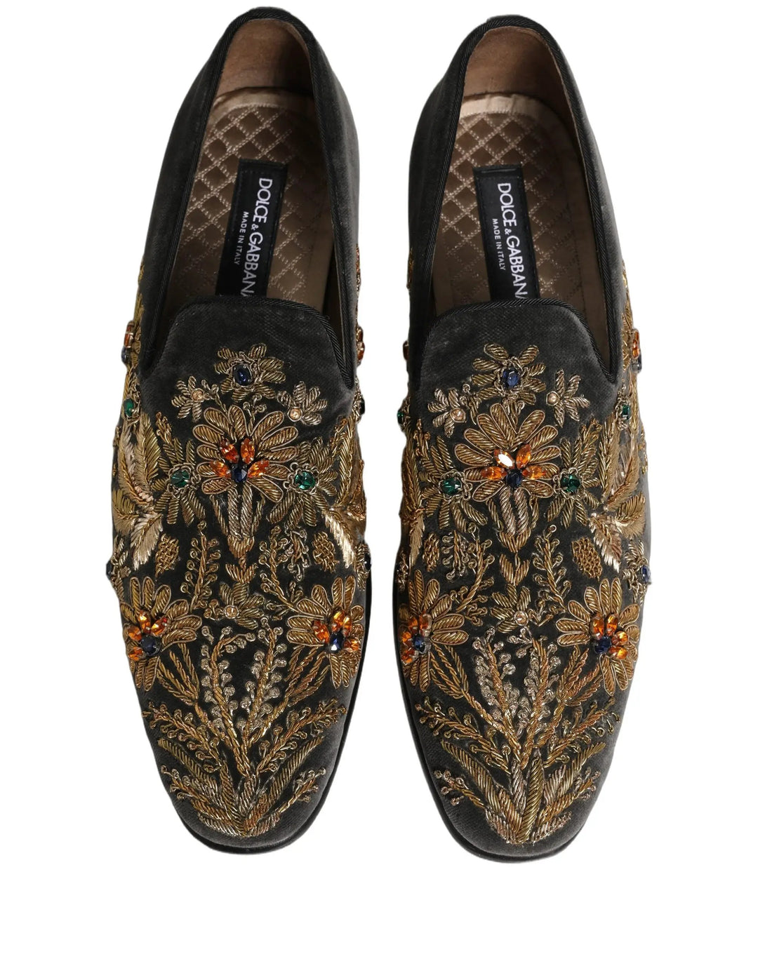 Dolce &amp; Gabbana Sample Sale | Dolce &amp; Gabbana Black Velvet Embellished Dress Loafers Shoes - | Designer outlet