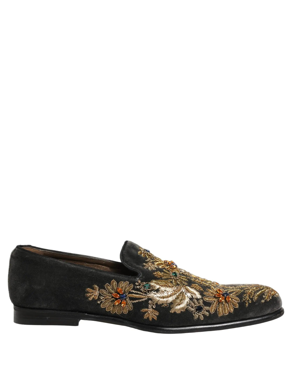 Dolce & Gabbana Sample Sale | Dolce & Gabbana Black Velvet Embellished Dress Loafers Shoes - | Designer outlet