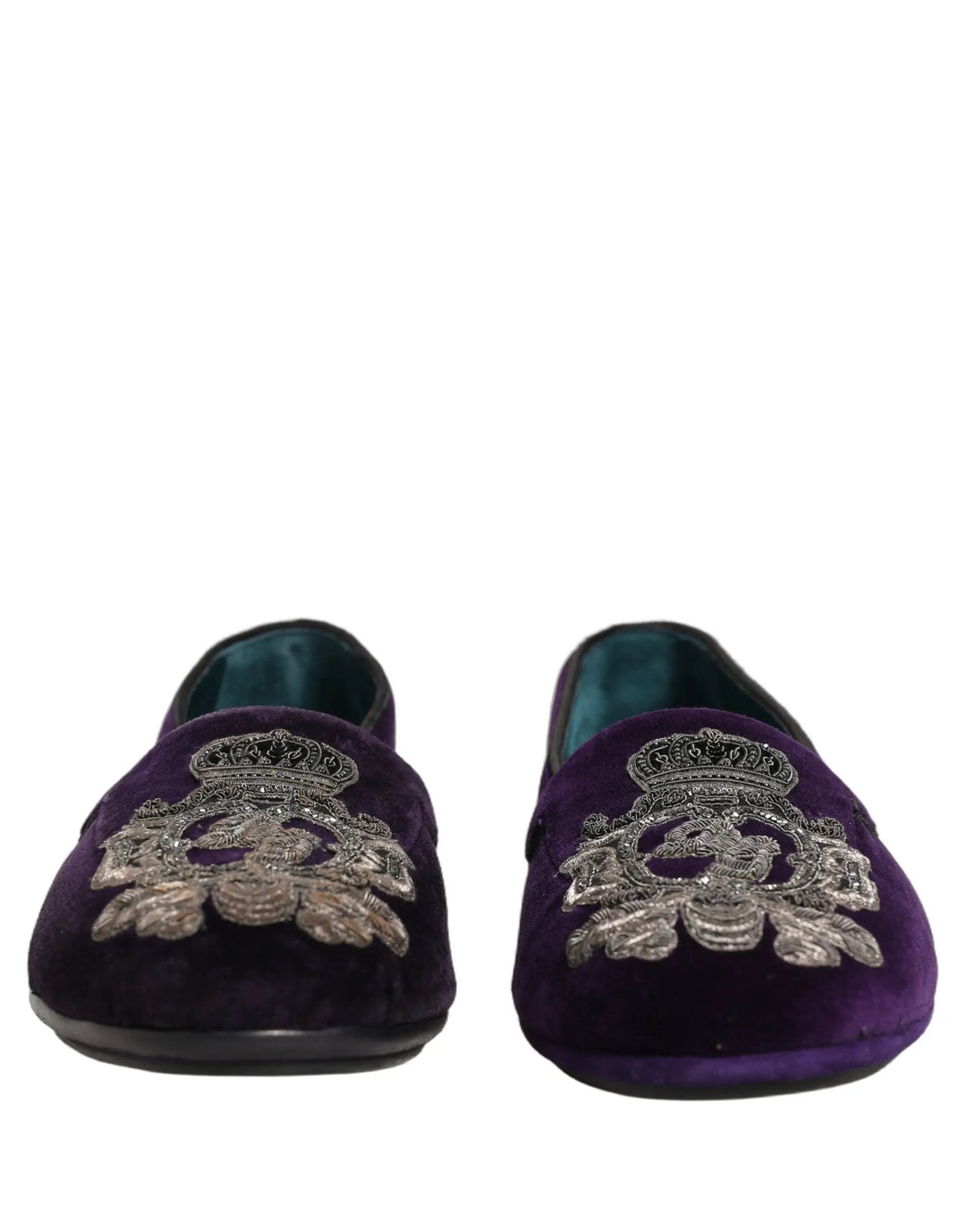 Dolce &amp; Gabbana Sample Sale | Dolce &amp; Gabbana Purple Velvet Crown Embroidery Loafers Shoes - | Designer outlet