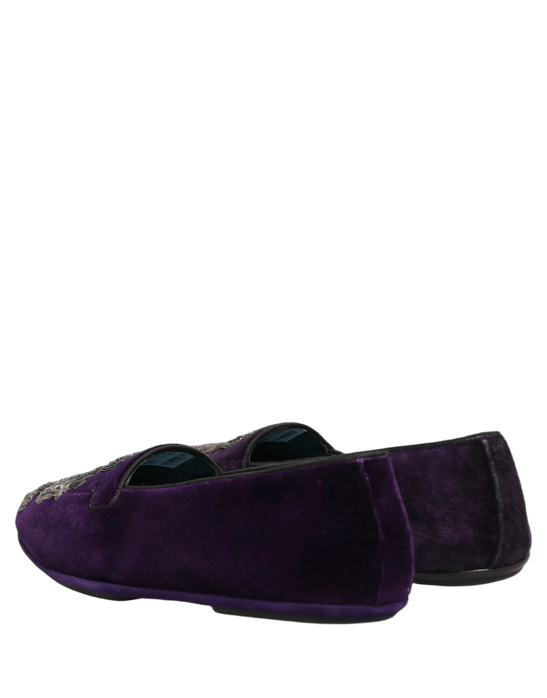 Dolce &amp; Gabbana Sample Sale | Dolce &amp; Gabbana Purple Velvet Crown Embroidery Loafers Shoes - | Designer outlet
