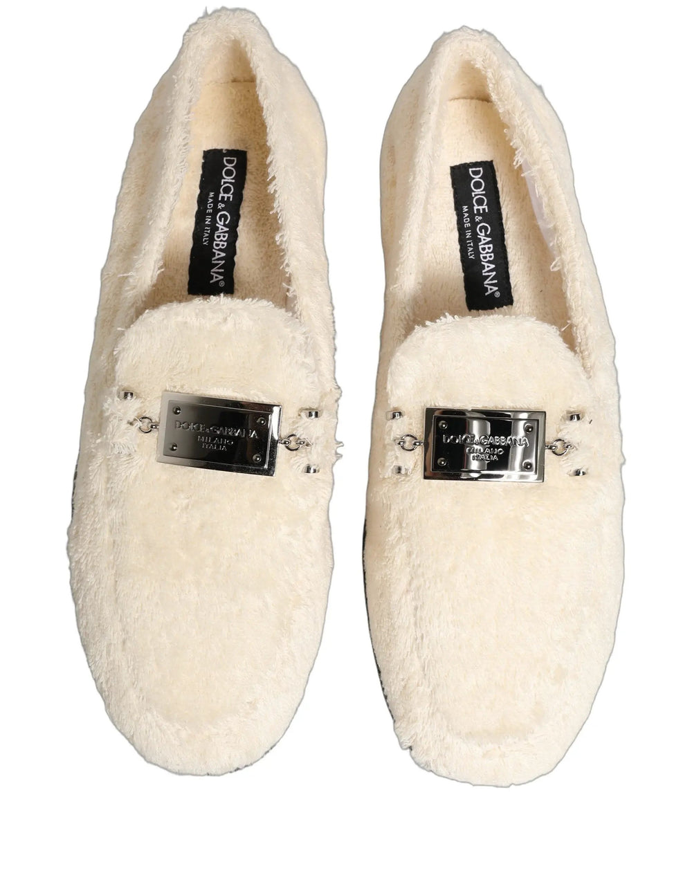 Dolce & Gabbana Sample Sale | Dolce & Gabbana White Fur Shearling Men Dress Loafers Shoes - | Designer outlet