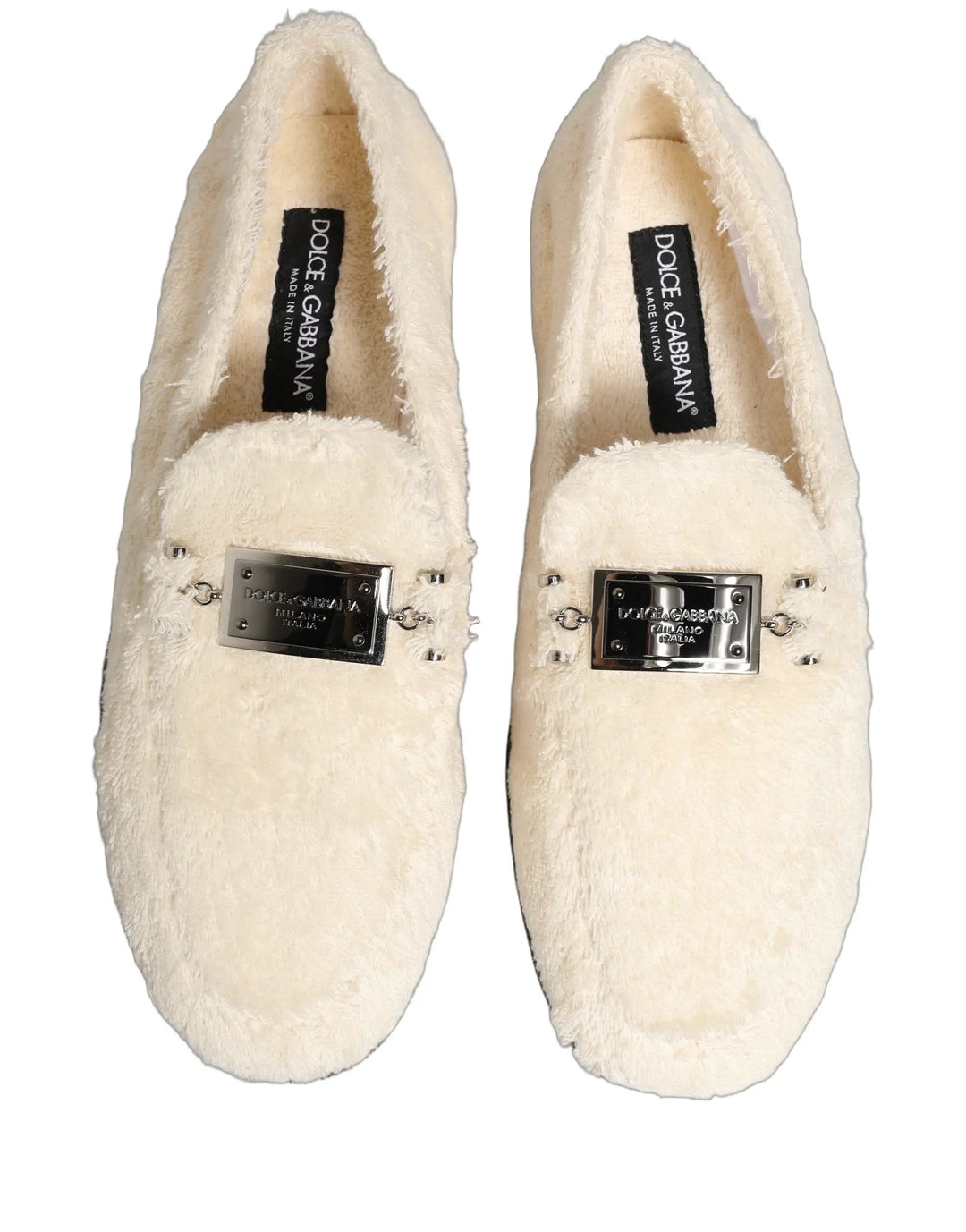 Dolce &amp; Gabbana Sample Sale | Dolce &amp; Gabbana White Fur Shearling Men Dress Loafers Shoes - | Designer outlet