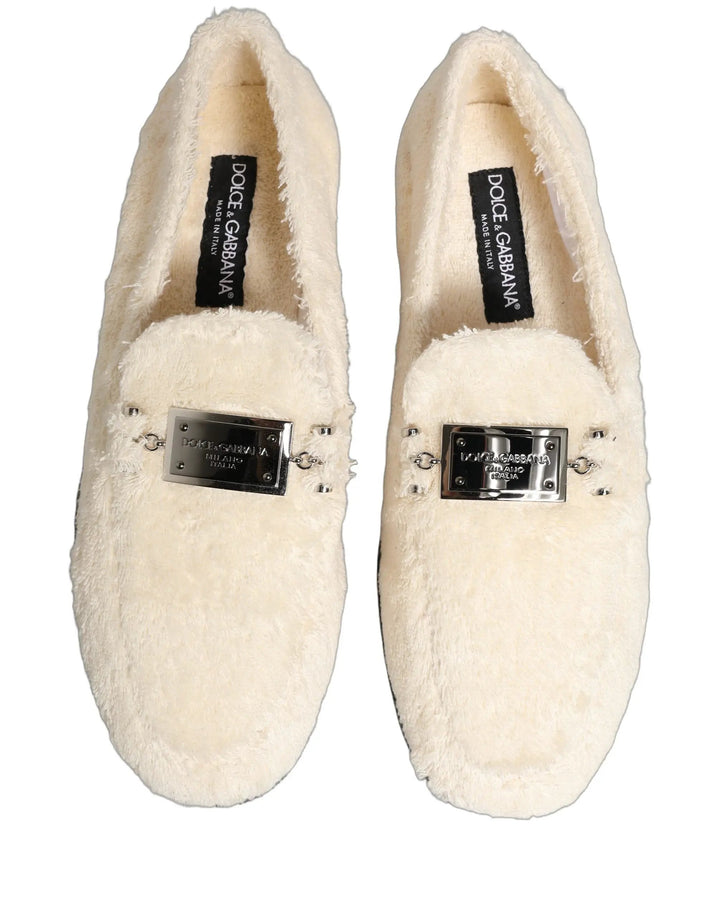 Dolce &amp; Gabbana Sample Sale | Dolce &amp; Gabbana White Fur Shearling Men Dress Loafers Shoes - | Designer outlet
