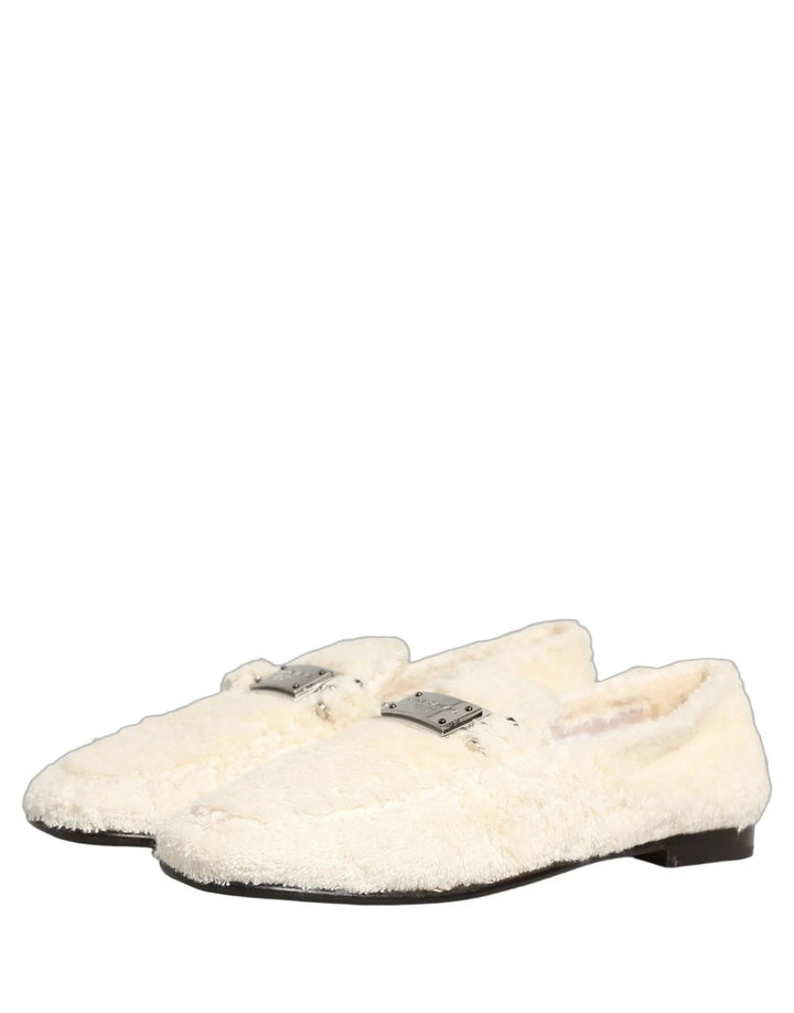 Dolce &amp; Gabbana Sample Sale | Dolce &amp; Gabbana White Fur Shearling Men Dress Loafers Shoes - | Designer outlet
