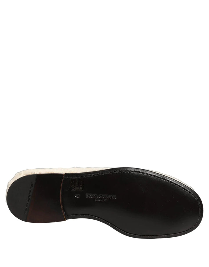 Dolce &amp; Gabbana Sample Sale | Dolce &amp; Gabbana White Fur Shearling Men Dress Loafers Shoes - | Designer outlet
