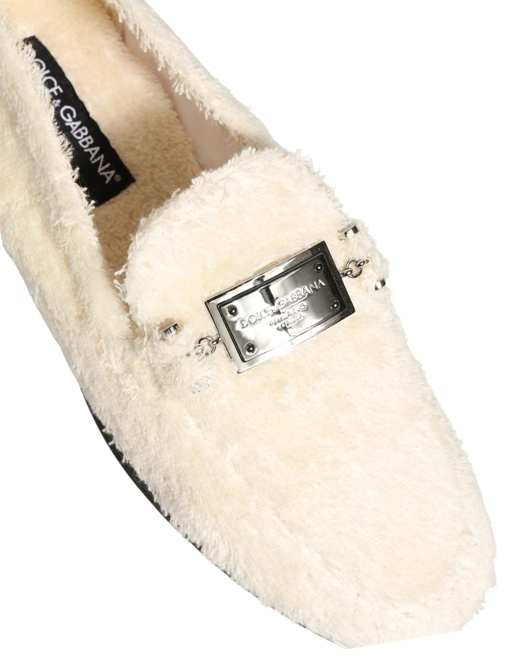 Dolce &amp; Gabbana Sample Sale | Dolce &amp; Gabbana White Fur Shearling Men Dress Loafers Shoes - | Designer outlet