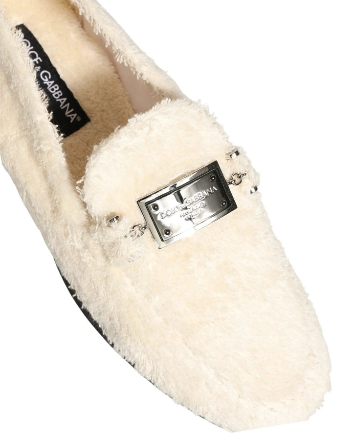 Dolce &amp; Gabbana Sample Sale | Dolce &amp; Gabbana White Fur Shearling Men Dress Loafers Shoes - | Designer outlet