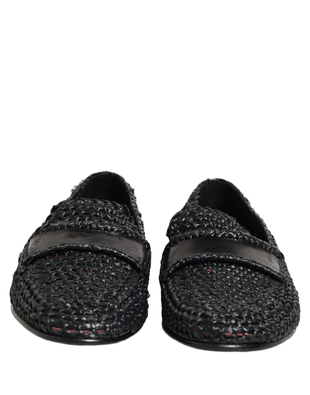 Dolce &amp; Gabbana Sample Sale | Dolce &amp; Gabbana Black Woven Raffia Slip On Loafers Shoes - | Designer outlet
