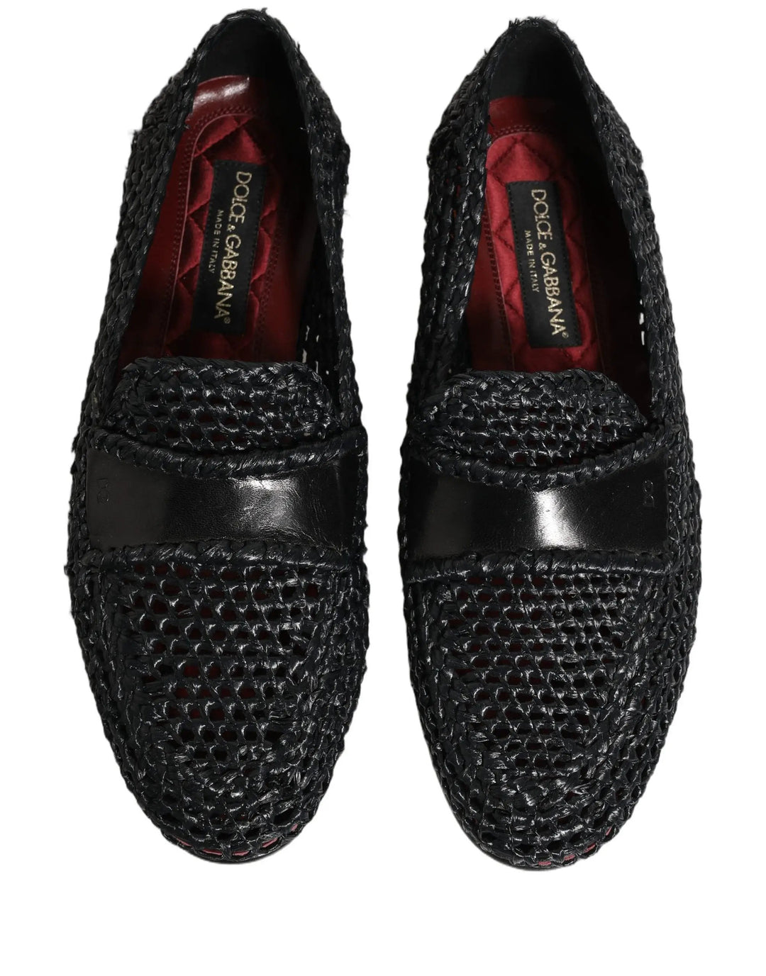 Dolce &amp; Gabbana Sample Sale | Dolce &amp; Gabbana Black Woven Raffia Slip On Loafers Shoes - | Designer outlet