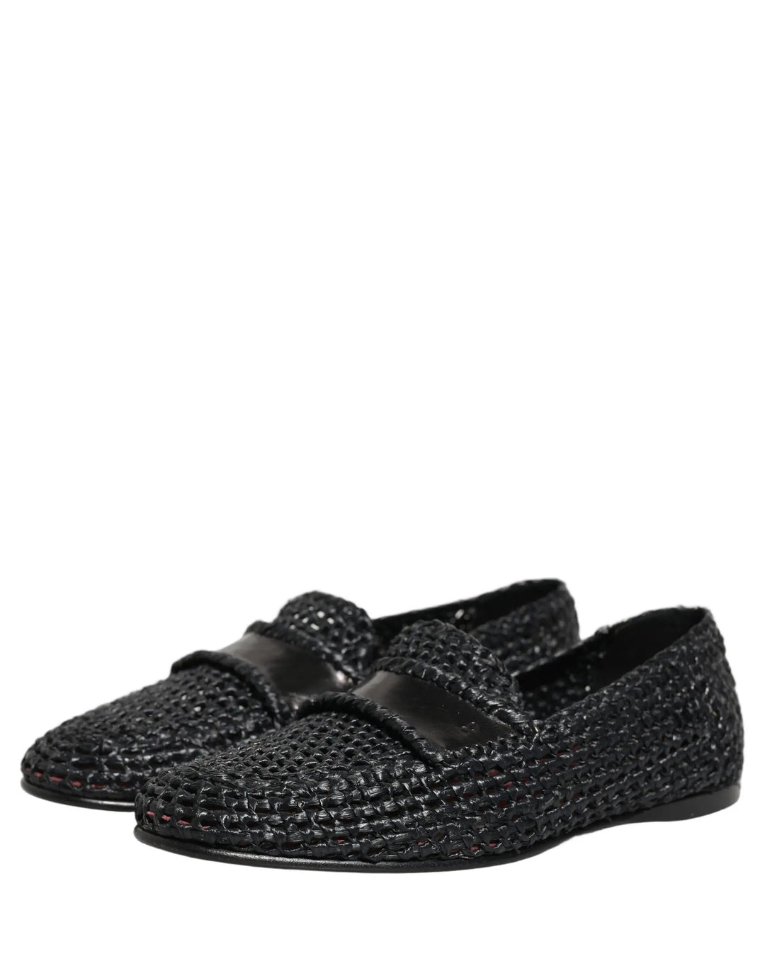 Dolce &amp; Gabbana Sample Sale | Dolce &amp; Gabbana Black Woven Raffia Slip On Loafers Shoes - | Designer outlet