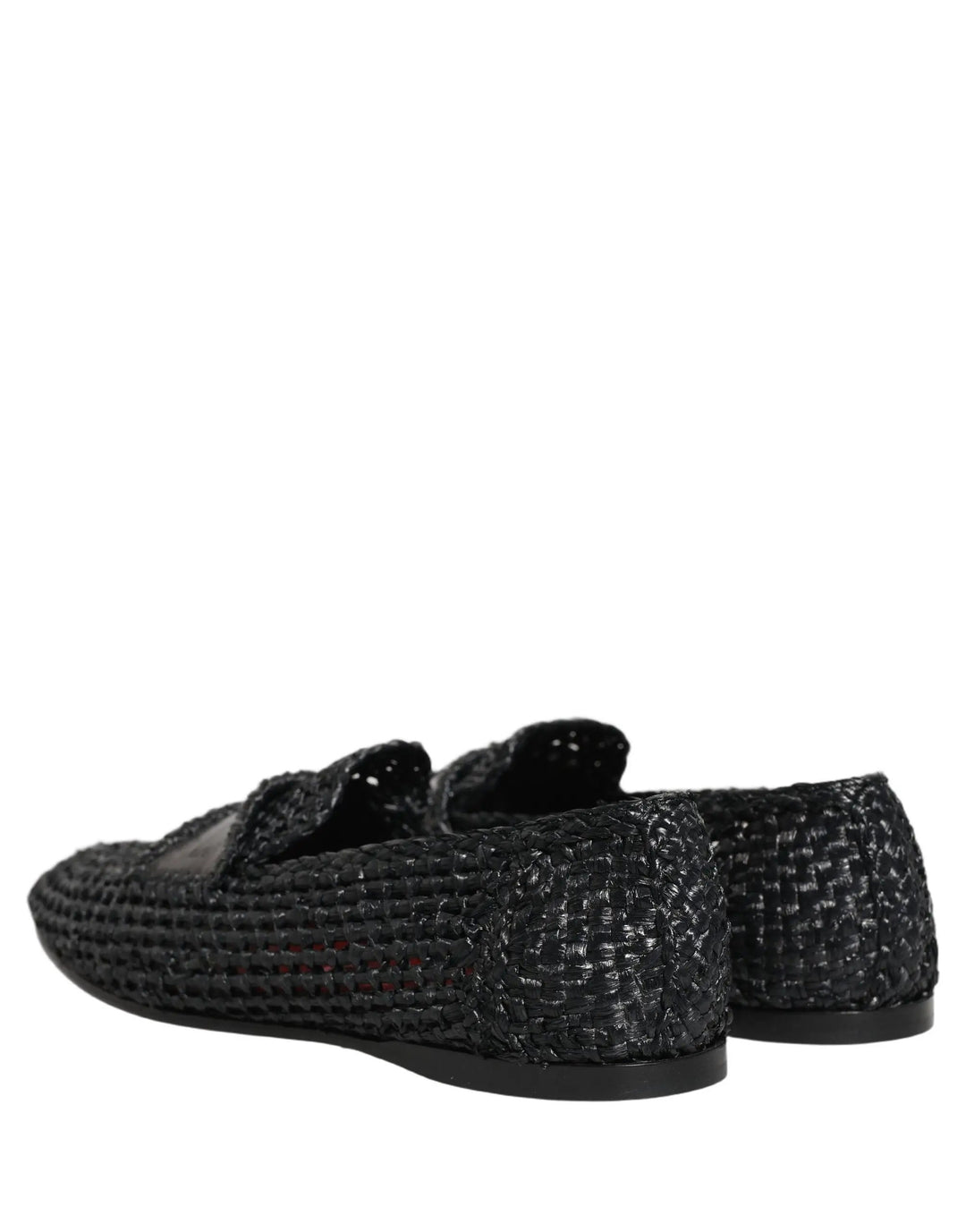 Dolce &amp; Gabbana Sample Sale | Dolce &amp; Gabbana Black Woven Raffia Slip On Loafers Shoes - | Designer outlet