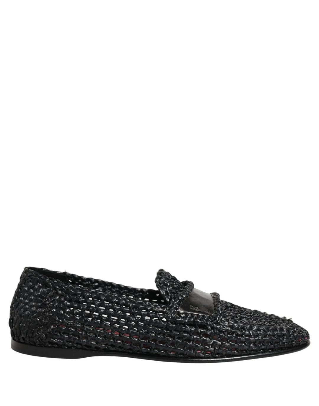 Dolce & Gabbana Sample Sale | Dolce & Gabbana Black Woven Raffia Slip On Loafers Shoes - | Designer outlet