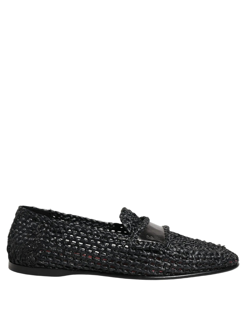 Dolce & Gabbana Sample Sale | Dolce & Gabbana Black Woven Raffia Slip On Loafers Shoes - | Designer outlet