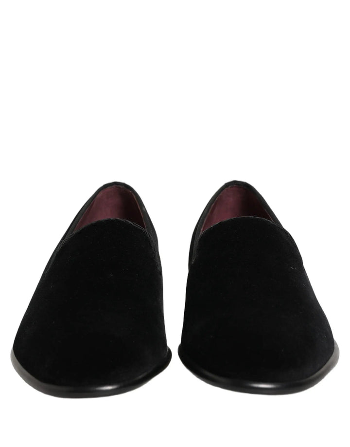 Dolce &amp; Gabbana Sample Sale | Dolce &amp; Gabbana Black Velvet Loafers Formal Men Dress Shoes - | Designer outlet