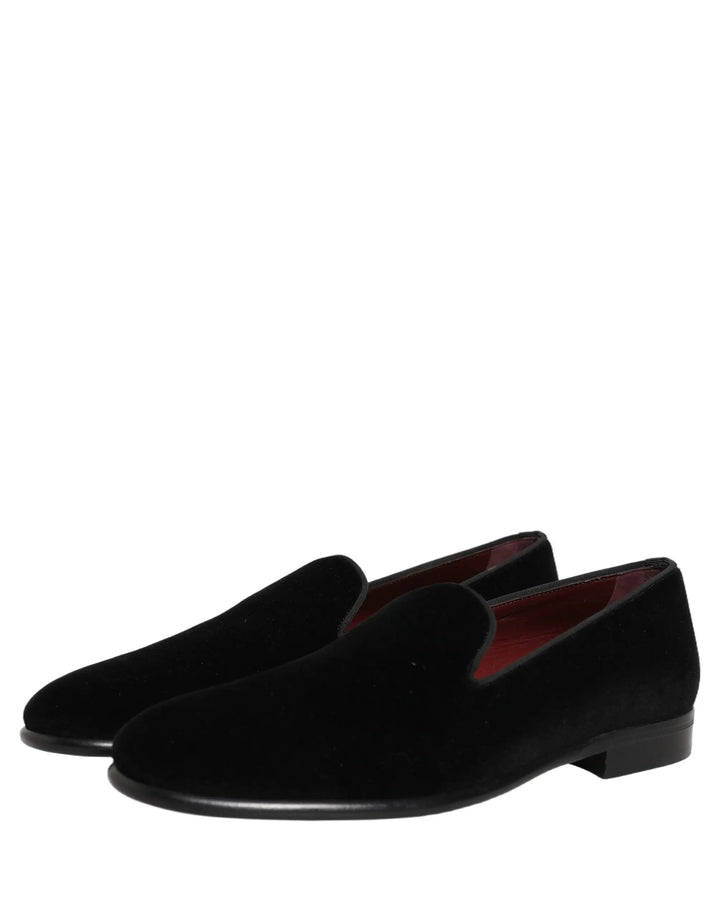 Dolce &amp; Gabbana Sample Sale | Dolce &amp; Gabbana Black Velvet Loafers Formal Men Dress Shoes - | Designer outlet