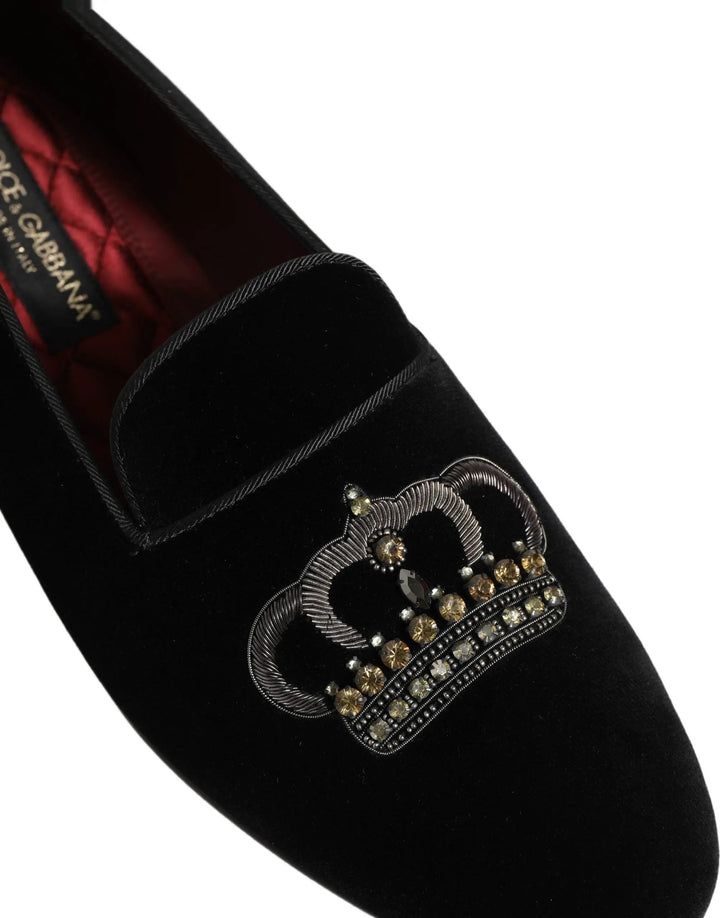 Dolce &amp; Gabbana Sample Sale | Dolce &amp; Gabbana Black Crown Embellished Dress Loafers Shoes - | Designer outlet
