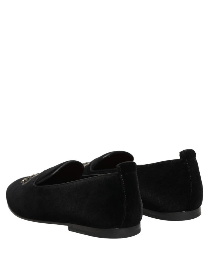 Dolce &amp; Gabbana Sample Sale | Dolce &amp; Gabbana Black Crown Embellished Dress Loafers Shoes - | Designer outlet